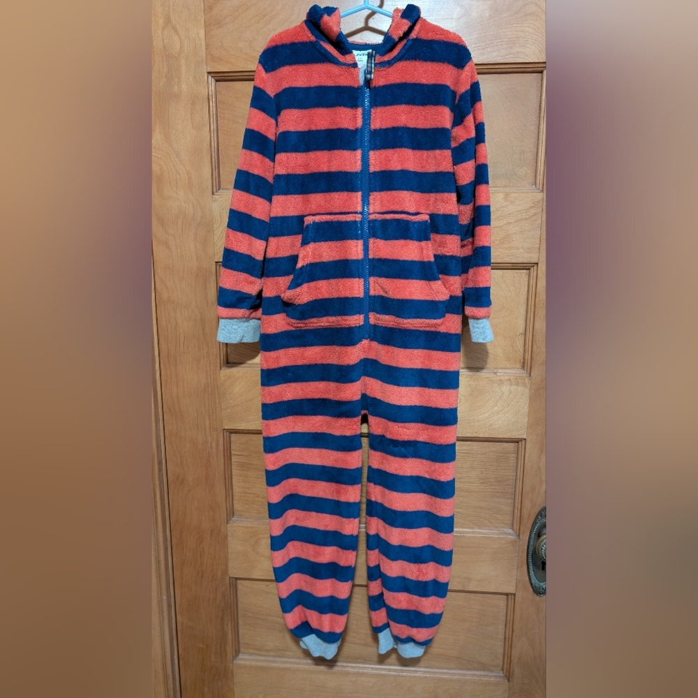 Boden Red and Blue Striped Fleece Onesie
